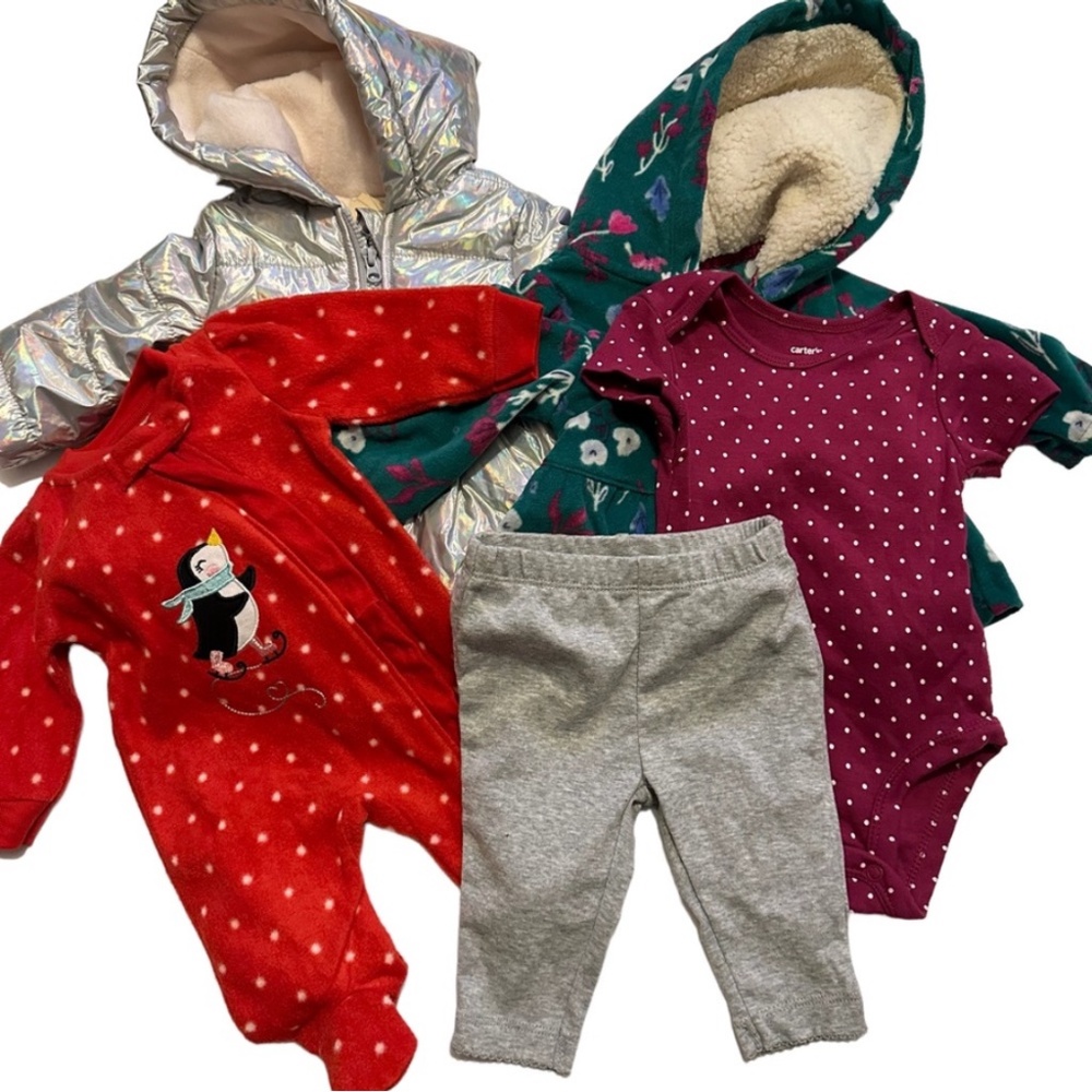 Bundle #2 Baby Girl Newborn - 3 Mos Winter/Spring Transitional 5 Items NWT - Picture 1 of 4